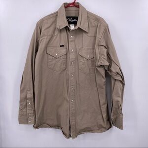 Walls Workwear Khaki Snap Front Men's Size 17.5 X-Long